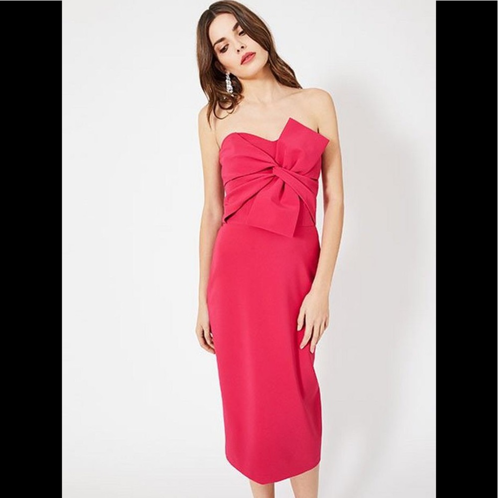 Miss Selfridge Pink Bandeau Bow Dress